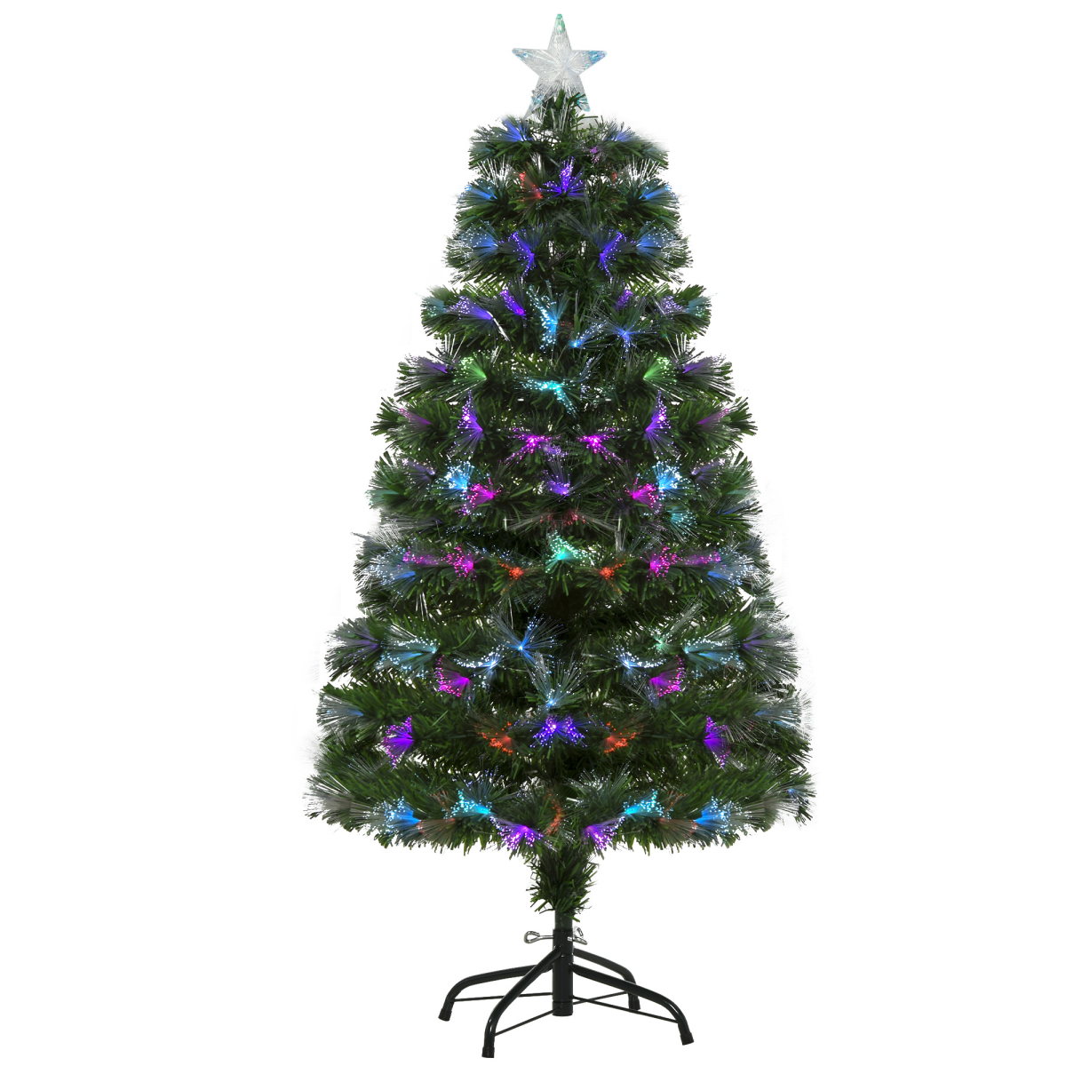 4ft Multicolour Fibre-Optic Christmas Tree with Star Topper Holder