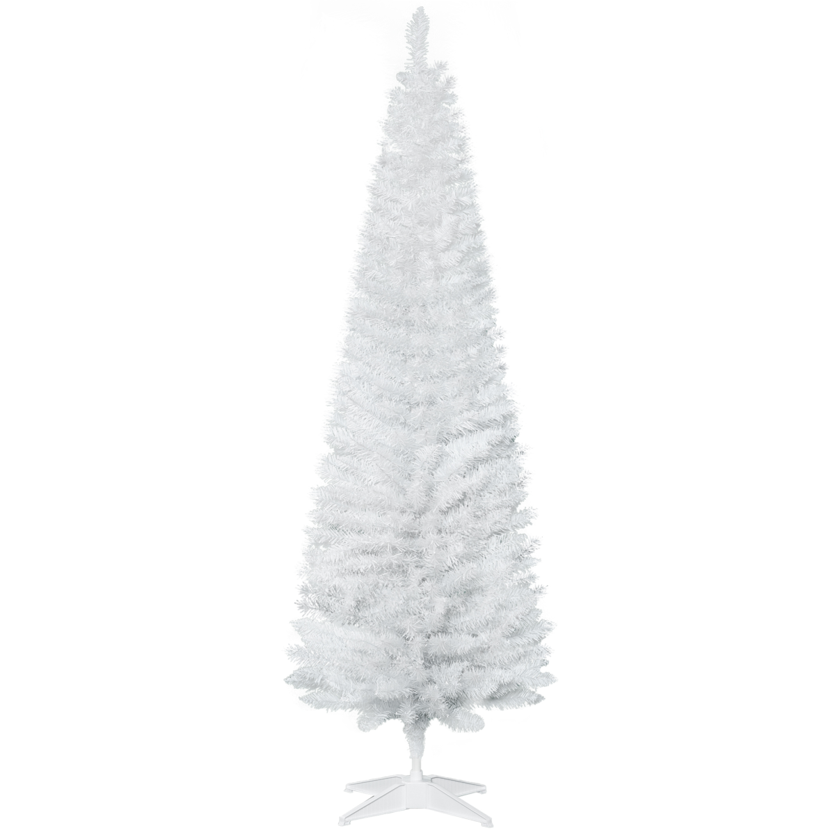1.8m (6ft) White Pencil-Slim Artificial Christmas Tree, 390 Tips
