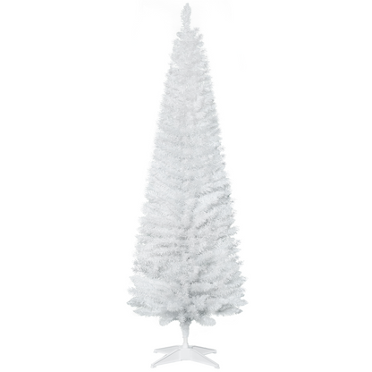 1.8m (6ft) White Pencil-Slim Artificial Christmas Tree, 390 Tips