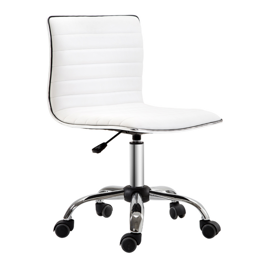 Armless Mid-Back Adjustable Office Chair  360 Swivel Ergonomic White HOMCOM
