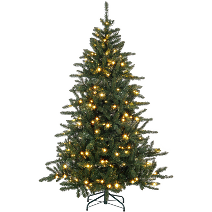 HOMCOM 6ft Artificial Christmas Tree with Warm White LED Lights & Metal Base