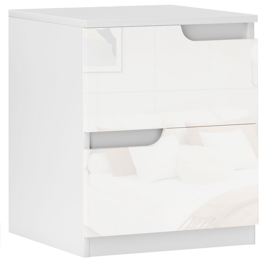 HOMCOM Modern Bedside Table with 2 Drawers for Bedroom, Living Room, White
