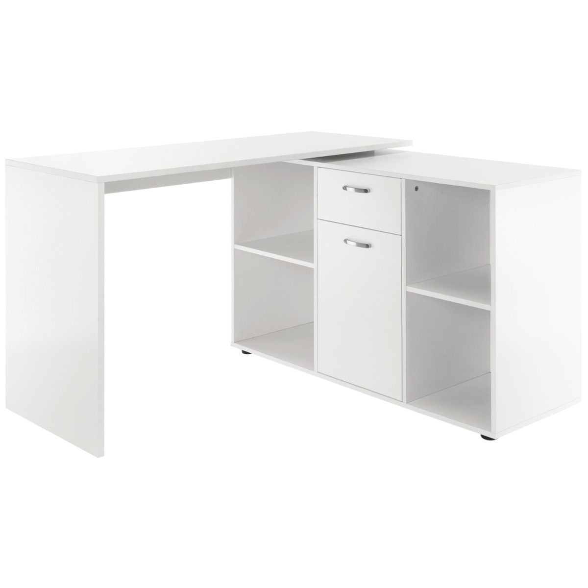 Adjustable Dual-Use L-Shaped / I-Shape Computer Desk with Storage & Flatwall