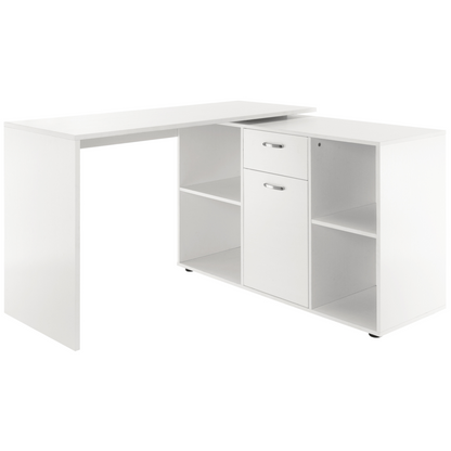Adjustable Dual-Use L-Shaped / I-Shape Computer Desk with Storage & Flatwall