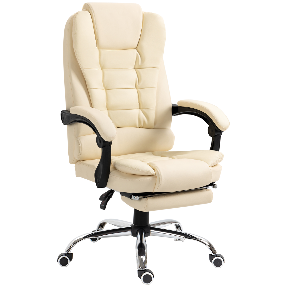 HOMCOM Executive Office Chair, Recliner Computer Chair with Footrest, Cream