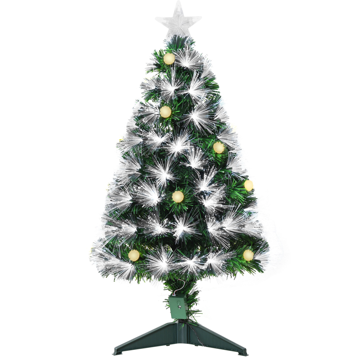 3ft White LED Christmas Tree with 90 Lights, Star Topper, Tri-Base, Pre-Lit