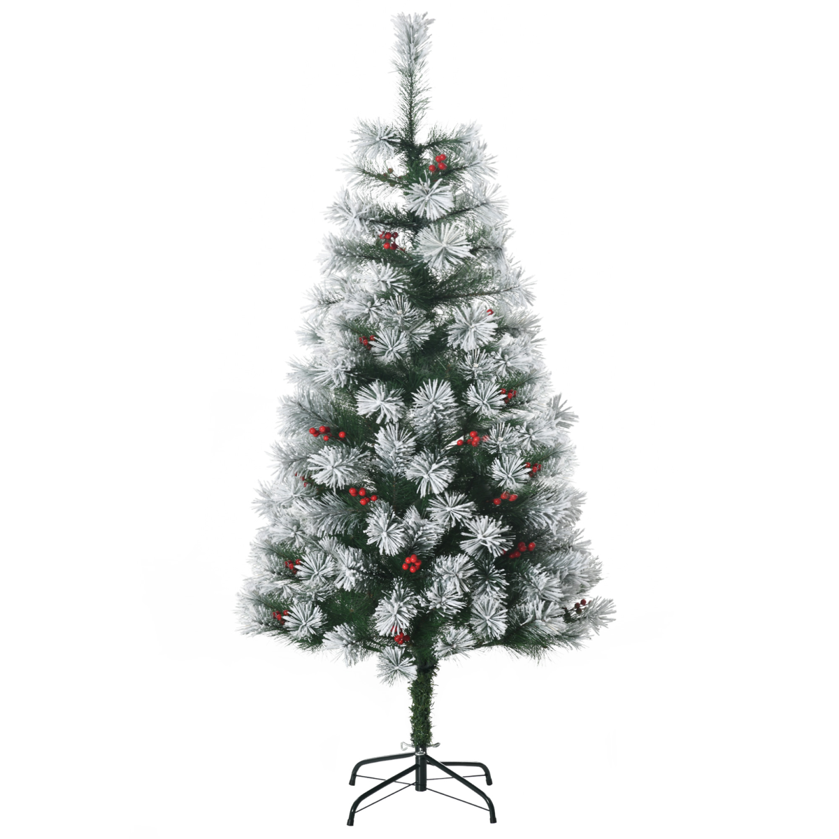 5ft Indoor Artificial Xmas Tree with Berry Decor, 184 PET Tips & Metal Stand