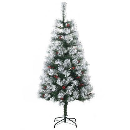 5ft Indoor Artificial Xmas Tree with Berry Decor, 184 PET Tips & Metal Stand