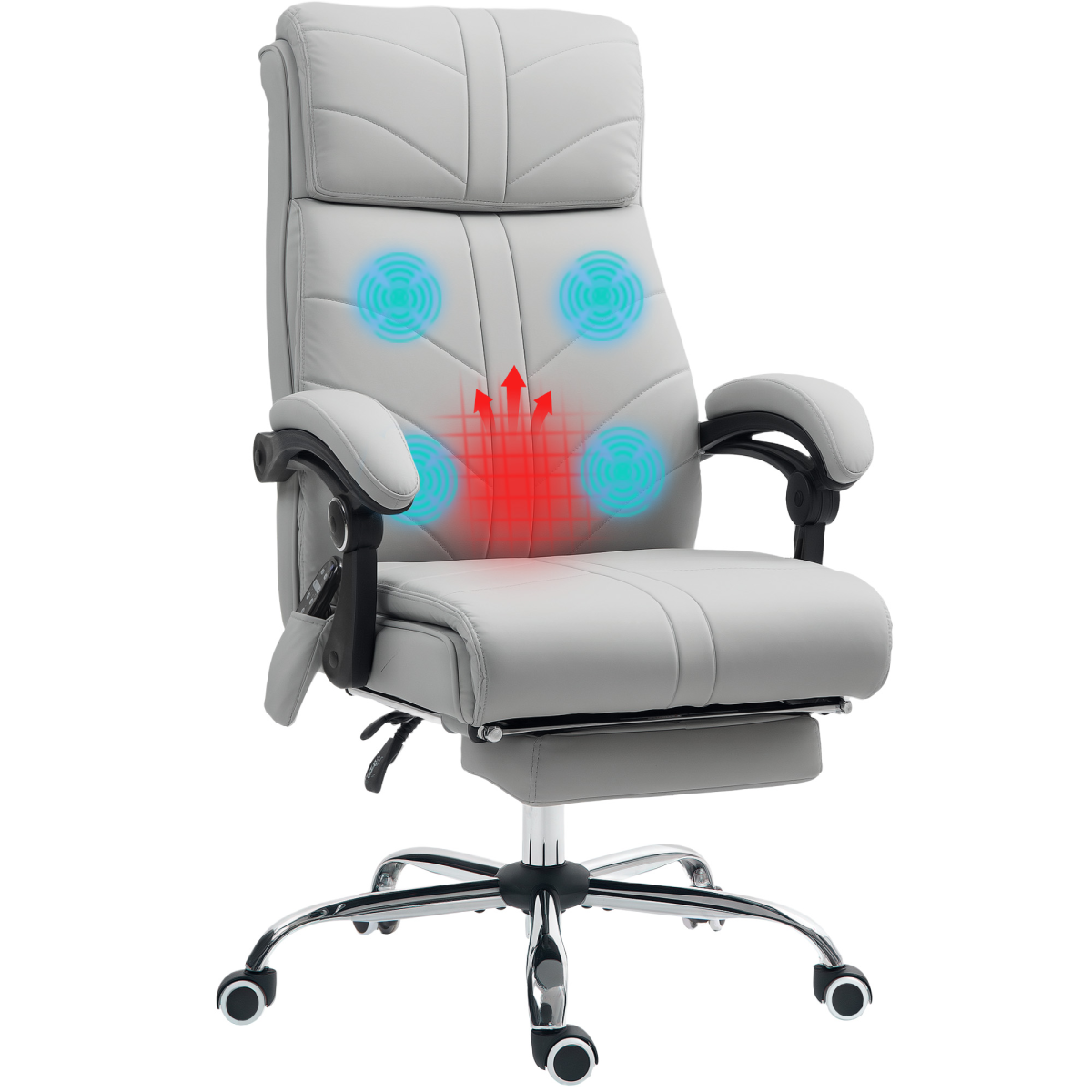 Vinsetto PU Vibration Massage Office Chair with Heat, Footrest, Light Grey
