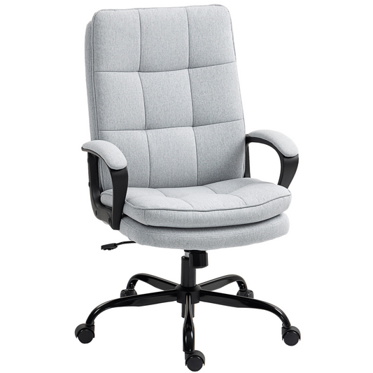 HOMCOM Fabric Office Chair, Computer Desk Chair for Home, Light Grey