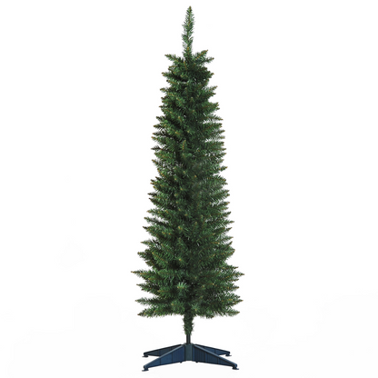 1.5m Slim Pencil Christmas Tree, 294 Tips, Stand, Flame-Retardant PVC Leaves