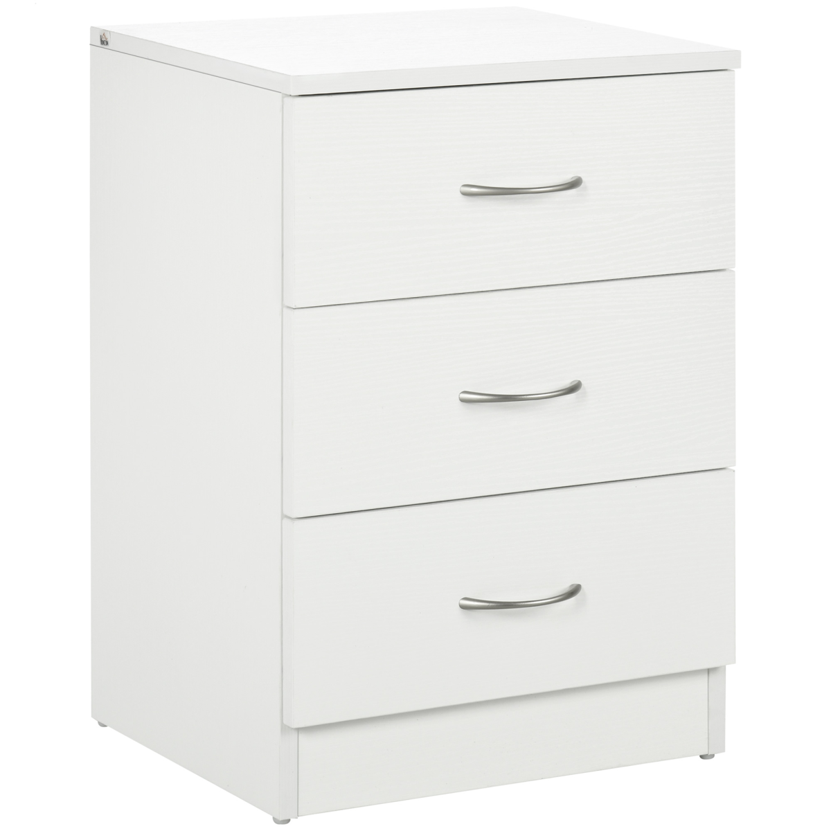 HOMCOM Modern 3 Drawers Side Cabinet Wooden Bedside Table White