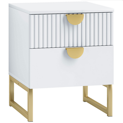 HOMCOM Bedside Table with 2 Drawers for Bedroom, Living Room, White