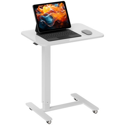 HOMCOM Height-Adjustable Standing Desk on Wheels, White