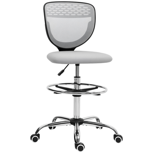 Vinsetto Draughtsman Chair, Office Chair with Wheels, Light Grey