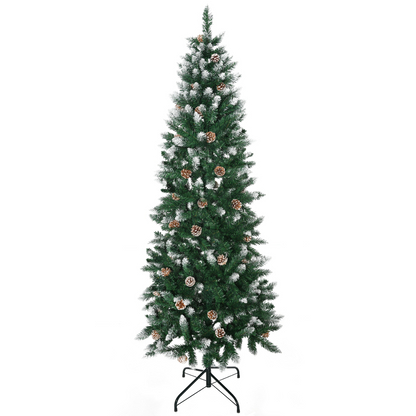 6ft Snow Artificial Christmas Tree with Pine Cones - Holiday Decor