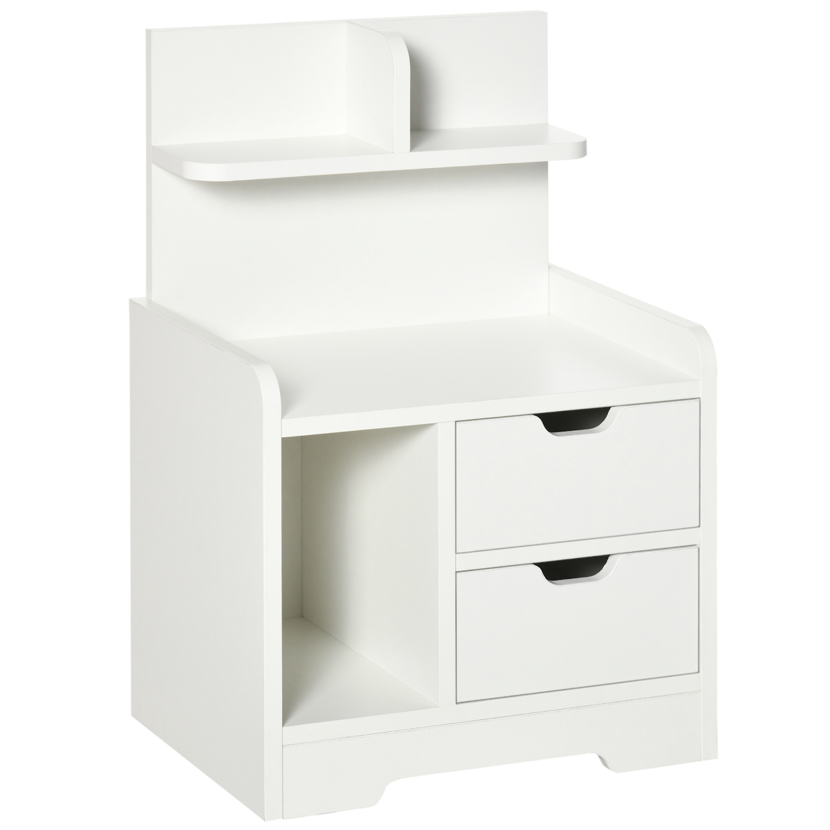 HOMCOM Modern Bedside Table w/2 Drawer and Storage Shelves Chest for Bedroom