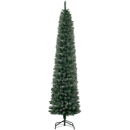 7.5ft Snow-Dipped Artificial Christmas Tree with Metal Base, Green HOMCOM