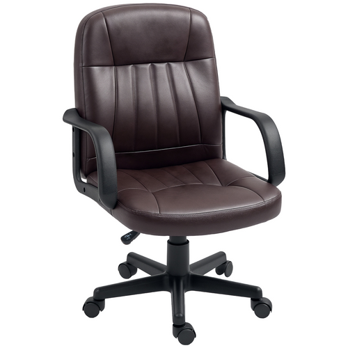 HOMCOM PU Leather Office Chair Swivel Home Computer Desk Chair, Dark Brown
