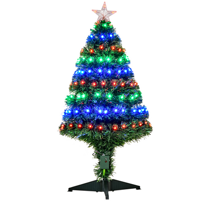 3ft Prelit Artificial Christmas Tree with Green & Multi-Coloured Fiber Optic LED