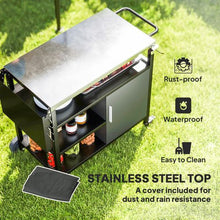 Load image into Gallery viewer, Outsunny Stainless Steel Outdoor BBQ Trolley with Folding Table &amp; Wheels
