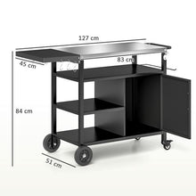 Load image into Gallery viewer, Outsunny Stainless Steel Outdoor BBQ Trolley with Folding Table &amp; Wheels
