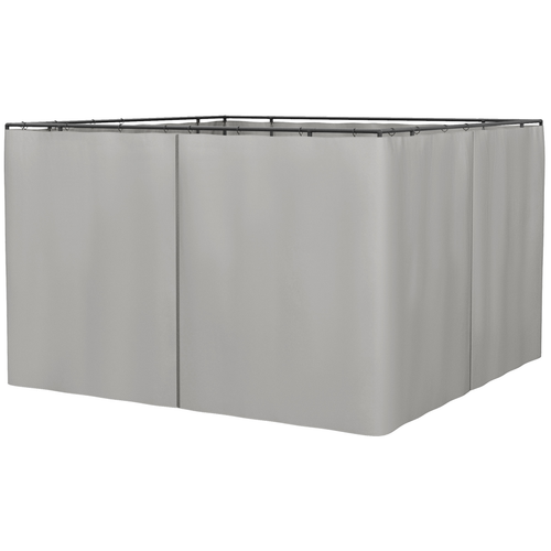 Premium 3x3m Gazebo Sidewall Set - 4 Light Grey Panels with Hooks & C-Rings