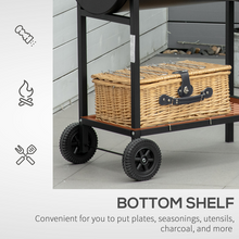 Load image into Gallery viewer, Outsunny Dual-Zone Charcoal BBQ Grill on Wheels - Ultimate Outdoor Cooking!
