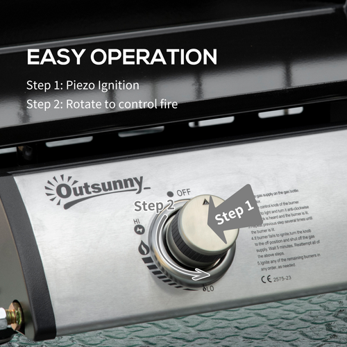 Outsunny 2-Burner Portable Gas Plancha BBQ Grill - 6kW Power & Non-Stick Surface