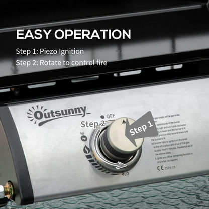 Outsunny 2-Burner Portable Gas Plancha BBQ Grill - 6kW Power & Non-Stick Surface