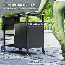 Load image into Gallery viewer, Outsunny Stainless Steel Outdoor BBQ Trolley with Folding Table &amp; Wheels
