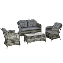 Load image into Gallery viewer, Outsunny 4-Piece Rattan Outdoor Sofa Set with Cushions - Stylish Comfort Awaits!
