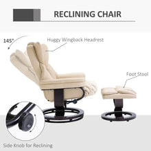 Load image into Gallery viewer, Elegant Cream PU Leather Recliner Sofa Chair &amp; Footstool - Ultimate Comfort!

