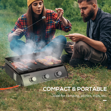 Load image into Gallery viewer, Outsunny 3-Burner Portable Gas Plancha BBQ Grill - 9kW Outdoor Cooking Magic!
