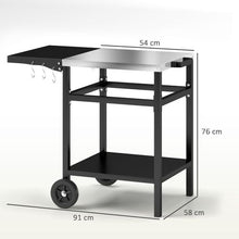 Load image into Gallery viewer, Outsunny Portable BBQ Trolley: Foldable Side Table &amp; Movable Pizza Station
