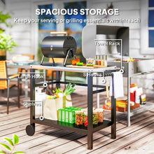 Load image into Gallery viewer, Outsunny Portable BBQ Table with Shelving &amp; Hooks - Perfect for Outdoor Dining!

