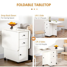 Load image into Gallery viewer, Space-Saving Drop Leaf Dining Table with Storage &amp; Wheels - Versatile White Design
