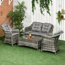 Load image into Gallery viewer, Outsunny 4-Piece Rattan Outdoor Sofa Set with Cushions - Stylish Comfort Awaits!
