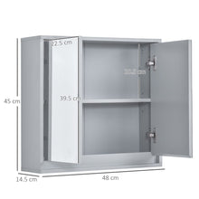 Load image into Gallery viewer, Elegant Wall-Mounted Mirror Cabinet with Adjustable Shelf - Grey Bathroom Storage

