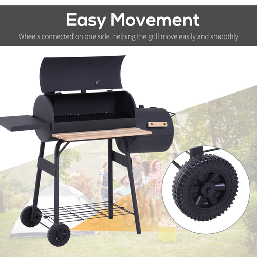 Outsunny Portable Charcoal BBQ Grill & Offset Smoker Combo for Ultimate Cooking