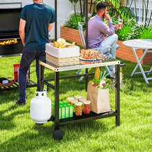Load image into Gallery viewer, Outsunny Portable BBQ Table with Shelving &amp; Hooks - Perfect for Outdoor Dining!
