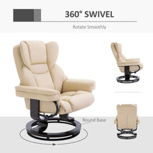 Load image into Gallery viewer, Elegant Cream PU Leather Recliner Sofa Chair &amp; Footstool - Ultimate Comfort!
