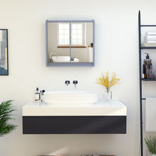 Load image into Gallery viewer, Elegant Wall-Mounted Mirror Cabinet with Adjustable Shelf - Grey Bathroom Storage
