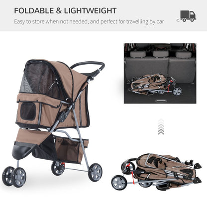 PawHut 3-Wheel Pet Stroller: Stylish Carrier for Cats & Dogs on the Go!
