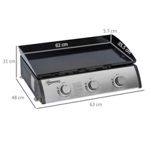 Load image into Gallery viewer, Outsunny 3-Burner Portable Gas Plancha BBQ Grill - 9kW Outdoor Cooking Magic!
