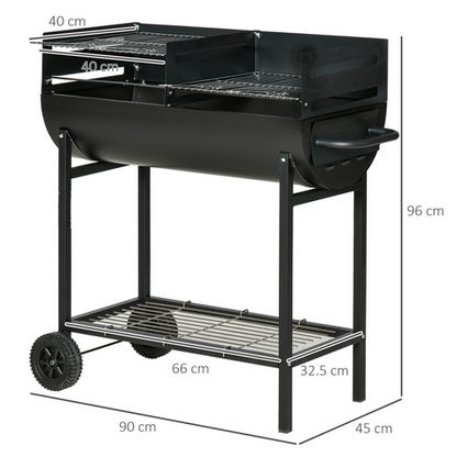 Outsunny Dual-Zone Charcoal BBQ Grill on Wheels - Ultimate Outdoor Cooking!