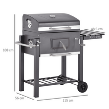 Load image into Gallery viewer, Versatile Charcoal Grill with Adjustable Height &amp; Easy-Move Trolley Design
