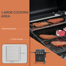 Load image into Gallery viewer, Outsunny Portable 4-Burner Gas Grill: Ultimate BBQ Trolley with Side Shelves
