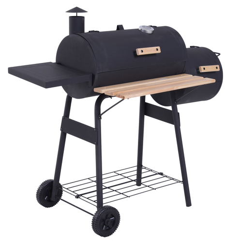 Outsunny Portable Charcoal BBQ Grill & Offset Smoker Combo for Ultimate Cooking