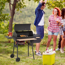 Load image into Gallery viewer, Outsunny Portable Charcoal BBQ Grill &amp; Offset Smoker Combo for Ultimate Cooking
